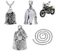 3Pcs Motorcycle Guardian Bell Motorcycle Biker Luck Riding Spirit Bells Stainless Steel Riding Bell with Chain for Motorbikes Bicycles Man Biker Riders Husband(Silver)