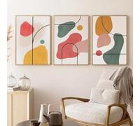3pcs Multi-colour Lines Colour Blocks Wall Art Abstract Poster Gallery Exhibition Warm Modern Canvas Painting Living Room 50x70cmx3 No frame