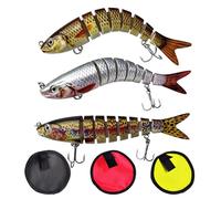 3PCS Multi Jointed Swimbait - Slow Sinking Lifelike Lures for Bass Trout Walleye Pike Strong Joints Sharp Hooks & 3 Covers, Vibrating Action for Fresh/Saltwater Great Fishing Gift for Men