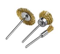 3Pcs Multi-Shape Copper Abrasive Brushes 2.35mm Shank, Grinder Tool for Stone Carving & Debris Miniature Coppers Brushes for Deburring