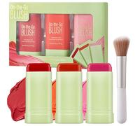 3PCS Multi-Use Blush Stick - Cream Blusher with Blush, Contour & Highlighter Stick, Lightweight Liquid Tint, Waterproof Long-Lasting Bronzing Makeup for Mature Skin, Eyes, Cheeks & Lips