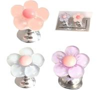 3Pcs Multicolor Cute Flower Shaped Toilet Buttons,Flower Shape Toilet Press,Toilet Tank Button,Toilet Push Tank Buttonss,Toilet Flush Button Pusher Tool,Handle Helper,Creative Toilet Accessory