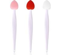 3Pcs Multicolor Lip Scrub Brush,Lip Scrubber Exfoliator Tool, Double-Makeup Brushes and Tools,Sided Mini Silicone Brush Lip Lightening for Dark Lips,Remove Dead Skin