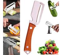 3Pcs Multifunctional Vegetable Peeler Set, 3-in-1 Stainless Steel Peelers, Includes Straight, Serrated & Bottle Opener Blades for Effortless Peeling Potatoes, Carrots, Fruits (F)