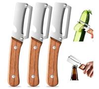 3Pcs Multifunctional Vegetable Peeler with Wooden Handle, 2-in-1 Kitchen Tool for Potatoes, Fruits & Veggies, Stainless Steel Easy Peeler with Built-in Bottle Opener for Kitchen Daily