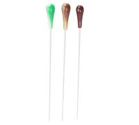 3Pcs Music Conductor Batons - 39cm Length, Brown Red Green Resin Handles