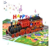3Pcs Musical Train Birthday Cards Includes Envelope & Note Cards, 3D Pop-up Grandson Birthday Card with Music & Lights, Funny Train Gift for Son Daughter Boys Girls Nephews Nieces Kids Friends