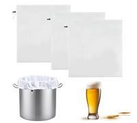 3pcs Muslin Bags for Cooking, 40 X 28cm Nylon Mesh Strainer Bag, Cheese Cloth Bag for Straining with Adjustable Drawstring for Home Brewing Hops Grains Fruit Wine Beer Making Brew