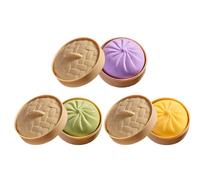 3PCS Mystery Dumpling Squishy, Giant Dumpling Stress Toy, Jumbo Dumplings Squishy Toy With Steamer Box, Stress Relief Sensory Ball For Adults And Kid, Soft Squeeze Dough Fidget Toys