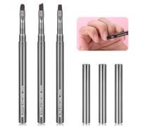 3PCS Nail Art Clean-Up Brushes Set, Flat,Oval,Fine Angled Gel Nail Brushes, Angled Round Flat Brush Acetone Resistant for Manicure Design DIY and Cleaning Polish Mistake on the Cuticles