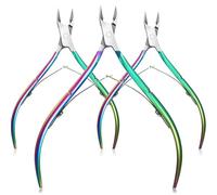 3pcs Nail Clipper Toenail Fingernail Cuticle Nipper Manicure Scissor Stainless Steel Trimmer Tools Professional Cuticle Pliers(Rianbow)