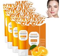 3pcs Natural Orange Face Scrub & Body Exfoliator-Enzymatic Exfoliating Gel, Deep Cleansing, Hydrating, Unclogs Pores, Gentle Bubble Formula for Smooth Skin (A-Orange fragrance-4PC, ONE SIZE)