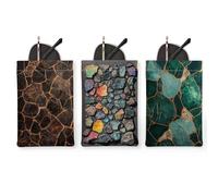 3Pcs Natural Stone Glasses Pouch, Black Vintage Marble Sunglasses Bag, Eco-Friendly Travel Accessories for Summer Style, Black, 7x4.7 Inch, Glasses Pouch