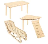 3Pcs Natural Wooden Hamster Game Platform with Ladder, Tunnel Shelter, Small Animal Rest Area, Hamster Cage Accessories Chew Toy for Gerbil Hedgehogs Chipmunks or Other Small Pets