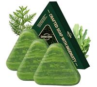 3PCS Nature Triangle Shampoo Bar, Nature Seven Green Soap Kit, Rich Lather, Travel-Friendly for All Hair Types, Gentle on Hair & Scalp, Solution for Women and Mens Healthy Hair Growth