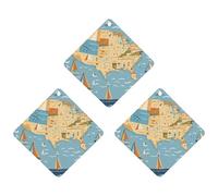 3PCS Nautical Sailboat Map Car Air Freshener Hanging Scented Cards Cute Black Car Fresheners Long Lasting New Cars Scents for Women Men Natural Air Freshener with Lanyard Automotive Fresh