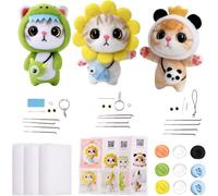 3Pcs Needle Felting Kit For Beginners Diy Cat And Animal Wool Crafts With Felting Tools And Step By Step Guide
