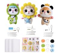 3Pcs Needle Felting Starter Kit Cat Animals Needle Felting Set Diy Wool Felt Materials Set