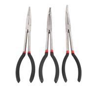 3PCS Needle Nose Pliers Set 11 Inch Steel Long Reach with Straight 45° and 90° Angled Tips for Precision Electrical and Mechanical Work