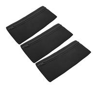 3Pcs Neoprene Pencil Case Lightweight Pen Bag for School Office Storage 5 X 10 X 20cm (Black)