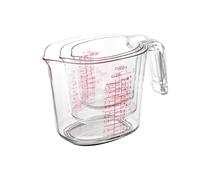 3PCS Nesting Liquid Measuring Cups Set, Measuring Jugs For Kitchen 1 Cup/250ml/8oz, 2 Cup/500ml/16oz,4 Cup/1000ml/32oz - BPA Free Plastic Set with Spout Multiple Measurement Scales (Clear)