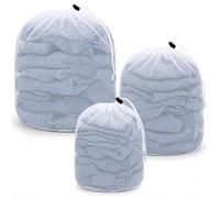 3Pcs Net Laundry Mesh Wash Bags, 3 Sizes Heavy Duty Mesh Laundry Bag with Drawstring for Washing Machine, Delicates, Bra, Socks, Baby Clothes Delicates Clothes Bags for College, Dorm, Travel, Hotel
