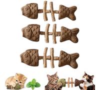 3PCS New Creative Catnip Silvervine Chew ,Natural Fishbone Catnip & Silvervine Chew Stick for Cats, Wooden Interactive Dental Care Chewing Playthin，C