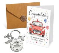 3pcs New Driver Gift Set, Passed Driving Test Present with Congratulations Card, Keyring and Envelope, First Car Keychain Keepsake for Adults Drivers
