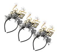 3pcs New Year Tiara Glitter Sequin Hairband for Women | Black and Gold Sequin Design, Lightweight Curved Fit, Party Props for Carnival Costumes and Photos
