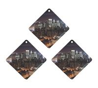 3PCS New York Night Car Air Freshener Hanging Scented Cards Cute Gray Car Fresheners Long Lasting New Cars Scents for Women Men Natural Air Freshener with Lanyard Automotive Freshies