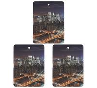 3PCS New York Night Car Air Freshener Hanging Scented Cards Cute White Car Fresheners Long Lasting New Cars Scents for Women Men Natural Air Freshener with Lanyard Automotive Freshies