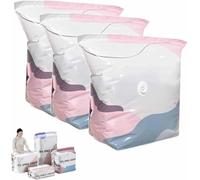 3PCS No-Pump Vacuum Storage Bags - Press & Seal, No Pump Needed, Thickened Non Suction Vertical Compression Bag, Reusable Extra Large Storage Bags for Comforters, Blankets, Clothes (3Pcs M)