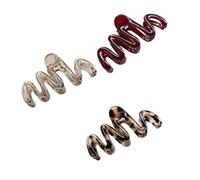 3Pcs Nonslip Waved Hair Claw For Women Long Stylish Resin Clip Accessories Elegant Barrettes Daily Use Claw Clip For Women