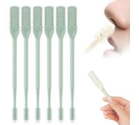 3PCS Nose Hair Trimmer Nasal Cutter Remover Removal Women Men & Ear Manual Nostril Sightfelt Razor Shaver Double Sided Knife Disposable Rotating Sticks 360 Head Trim Razors Blade Stick (Green,6 pack)