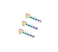 3pcs Nose Stud Flat Heart Stainless Steel Straight Pin Tiny Ball End Nostril Body Piercing (Multicolour)
