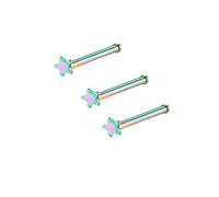 3pcs Nose Studs 2mm Star Tiny Ball End Pin Bar Stainless Steel Nosetril Body Piercing - 20G (Multicolour)