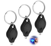 3PCS Note Checker Blacklight Mini LED Keychain Torches Flashlight UV Detector Watermark Torch Money Checker Pocket Small Flashlights Portable Flashlight for Paper Notes Keyring Keychain(Black)