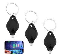 3PCS Note Checker Blacklight UV LED Mini Keychain Torches Watermark Money Checker Portable Pocket-Sized Flashlight for Paper Currency, Watermark Inspection, Multi-Functional LED Keyring Torch - Black