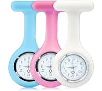 3PCS Nurse Watch, Fob Watches for Nurses Silicone Brooch Pocket Watch Clock, Nursing Fob Watches with Pin for Medical Health Care - Infection Control Design, Christmas Gifts for Nurse Doctor Women Men