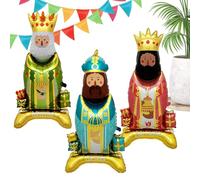 3PCS Nutcracker Foil Balloon, Standing Inflatable Christmas Decorations, Nutcracker King Balloons For Christmas Birthday Party Supplies