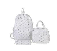 3Pcs Nylon Polka Dot Bow Backpack with Lunch Box and Pencil Case Students