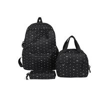 3Pcs Nylon Polka Dot Bow Backpack with Lunch Box and Pencil Case Students