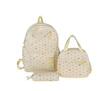 3Pcs Nylon Polka Dot Bow Backpack with Lunch Box and Pencil Case Students