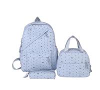 3Pcs Nylon Polka Dot Bow Backpack with Lunch Box and Pencil Case Students