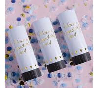3Pcs Ocean Blue Biodegradable Confetti Cannons - Party Cheer & Columniform Confetti Cannon for Celebrations
