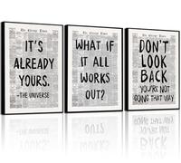 3Pcs Of Black And White Retro Newspaper Canvas Wall Art Fashion Inspirational Quotes Posters Prints Positive Affirmation Quotes Pictures Paintings Minimalist Wall Decorations 12x16 Inch Unframed