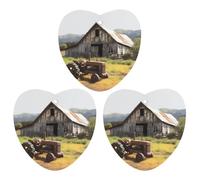 3PCS Old Wooden Barn Tractor Car Air Freshener Hanging Scented Cards Cute White Car Fresheners Long Lasting New Cars Scents for Women Men Natural Air Freshener with Lanyard Automotive Freshies