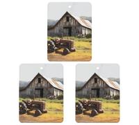 3PCS Old Wooden Barn Tractor Car Air Freshener Hanging Scented Cards Cute White Car Fresheners Long Lasting New Cars Scents for Women Men Natural Air Freshener with Lanyard Automotive Freshies