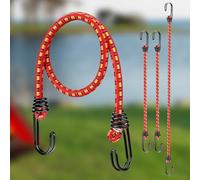 3pcs Orange Bungee Cords with Open Hooks - 24in 60cm - High-Visibility Tie Downs for Outdoor and Storage