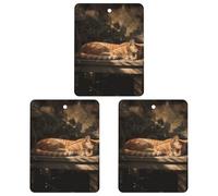 3PCS Orange Cat Sleeping Car Air Freshener Hanging Scented Cards Cute Black Car Fresheners Long Lasting New Cars Scents for Women Men Natural Air Freshener with Lanyard Automotive Freshie